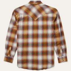 Rust Plaid Flannel Western Shirt-Stetson Clearance