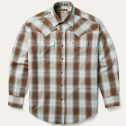Sand Ombre Plaid Western Shirt-Stetson Outlet