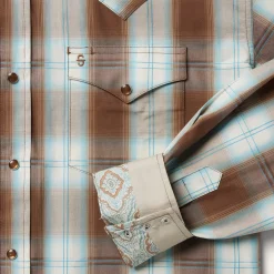 Sand Ombre Plaid Western Shirt-Stetson Outlet