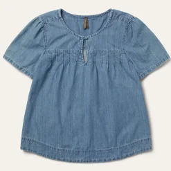 Short-Sleeved Denim Blouse-Stetson Hot