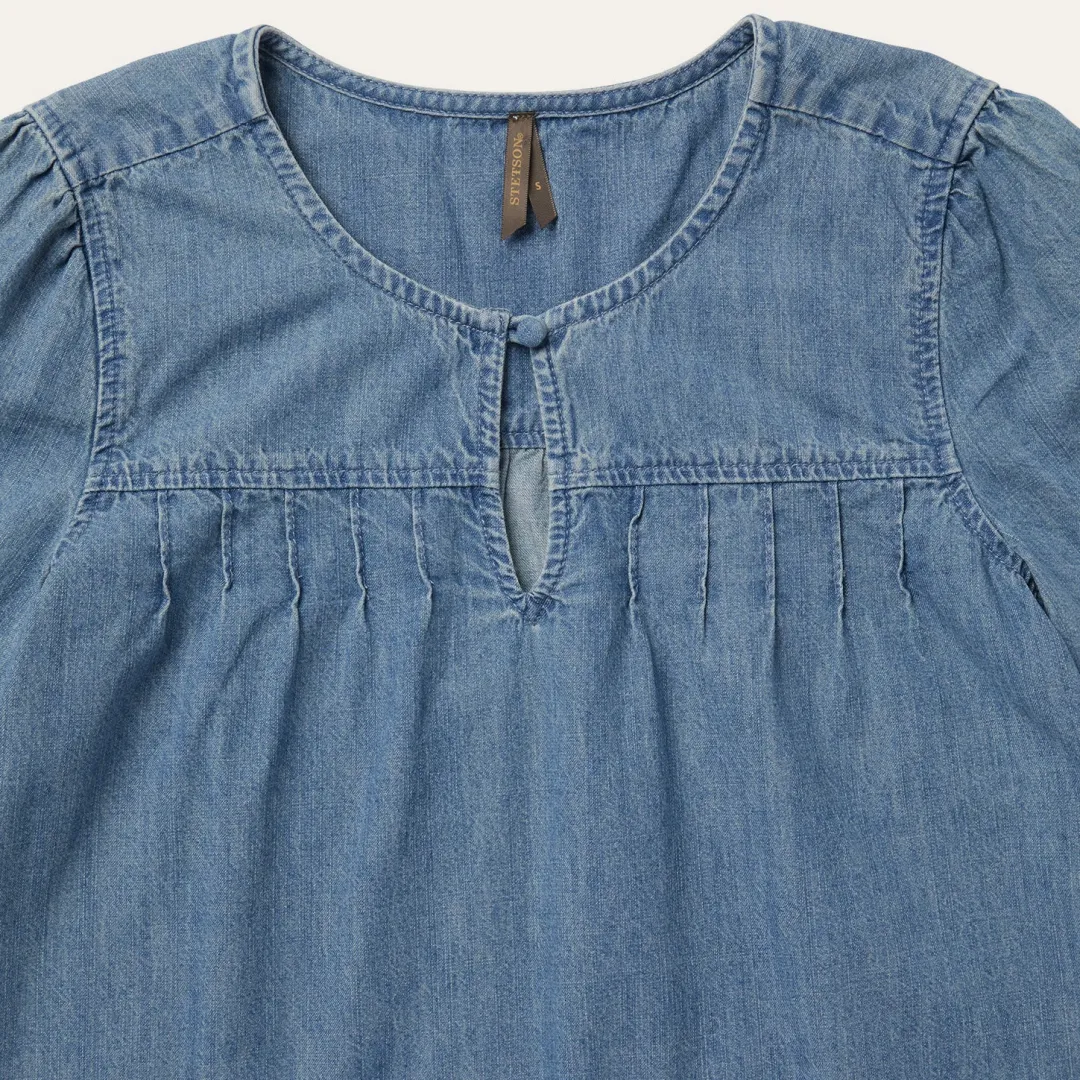 Short-Sleeved Denim Blouse-Stetson Hot