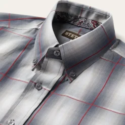 Smoke Ombre Plaid Button Front Shirt-Stetson New
