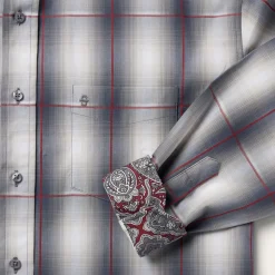 Smoke Ombre Plaid Button Front Shirt-Stetson New