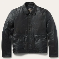 Snap Front Leather Jacket-Stetson Outlet