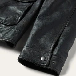 Snap Front Leather Jacket-Stetson Outlet