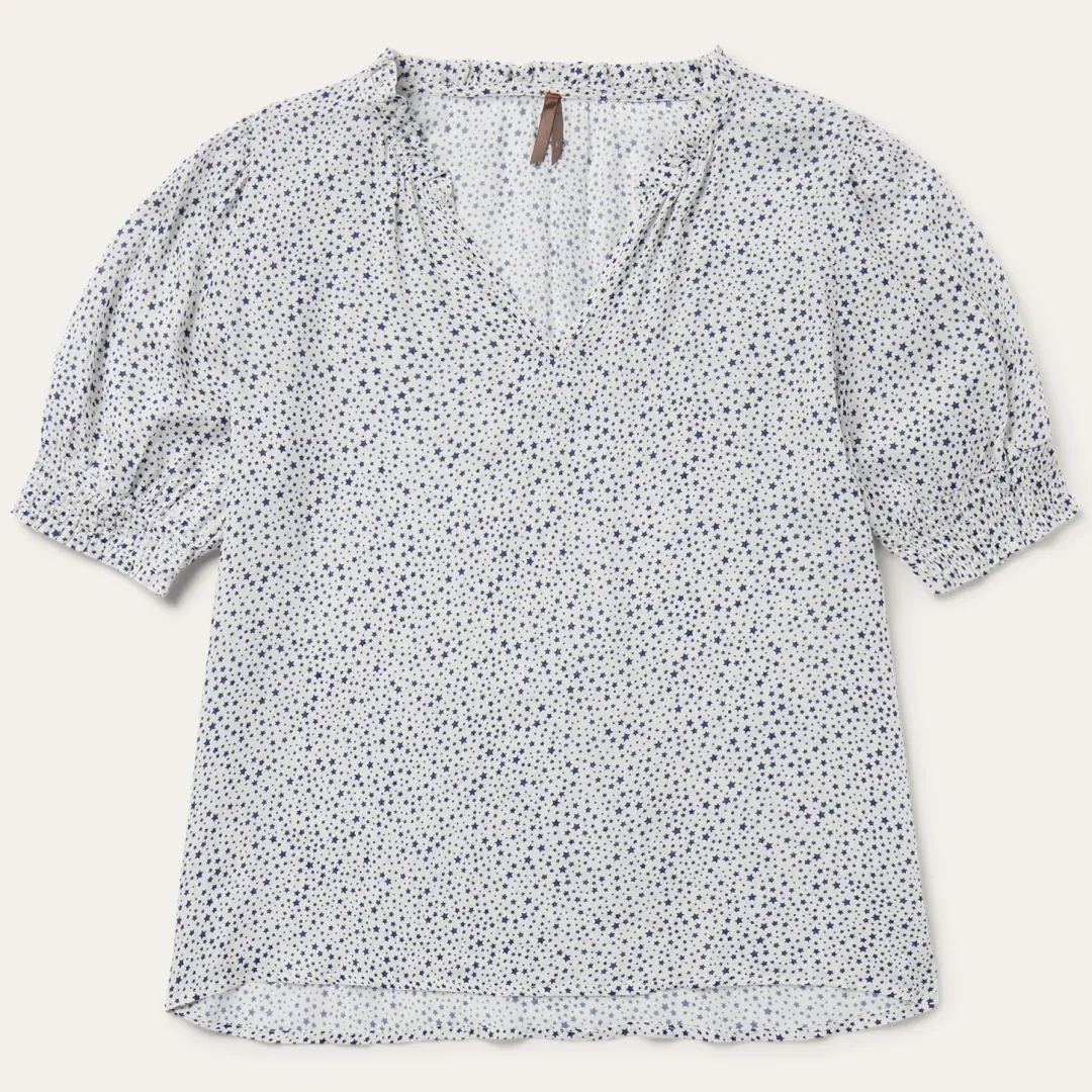 Stars Print Peasant Blouse-Stetson Discount