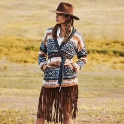 Suede Fringed Skirt-Stetson Sale