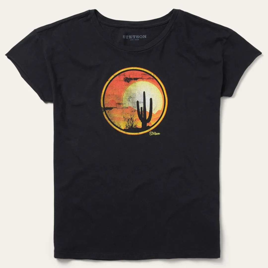 Sunset Saguaro Graphic Tee-Stetson Clearance