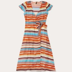 Sunset Serape Print Rayon Herringbone Wrap Front Dress-Stetson Sale
