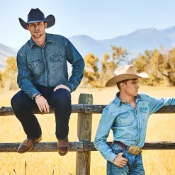 Turquoise Snap Western Denim Shirt-Stetson