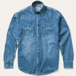 Turquoise Snap Western Denim Shirt-Stetson Hot