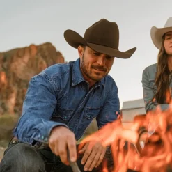 Turquoise Snap Western Denim Shirt-Stetson Online