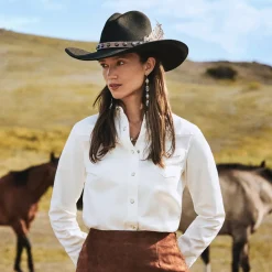 Western Embroidered Denim Shirt-Stetson Clearance