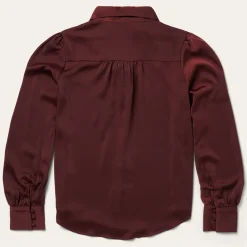 Wine Satin Blouse-Stetson