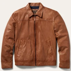 Zip-Front Lightweight Leather Jacket-Stetson Hot