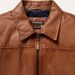 Zip-Front Lightweight Leather Jacket-Stetson Hot