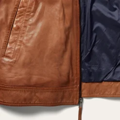 Zip-Front Lightweight Leather Jacket-Stetson Hot
